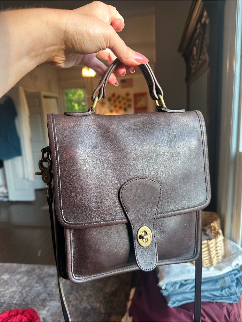 Coach Brown Leather Station Bag with Top Handle